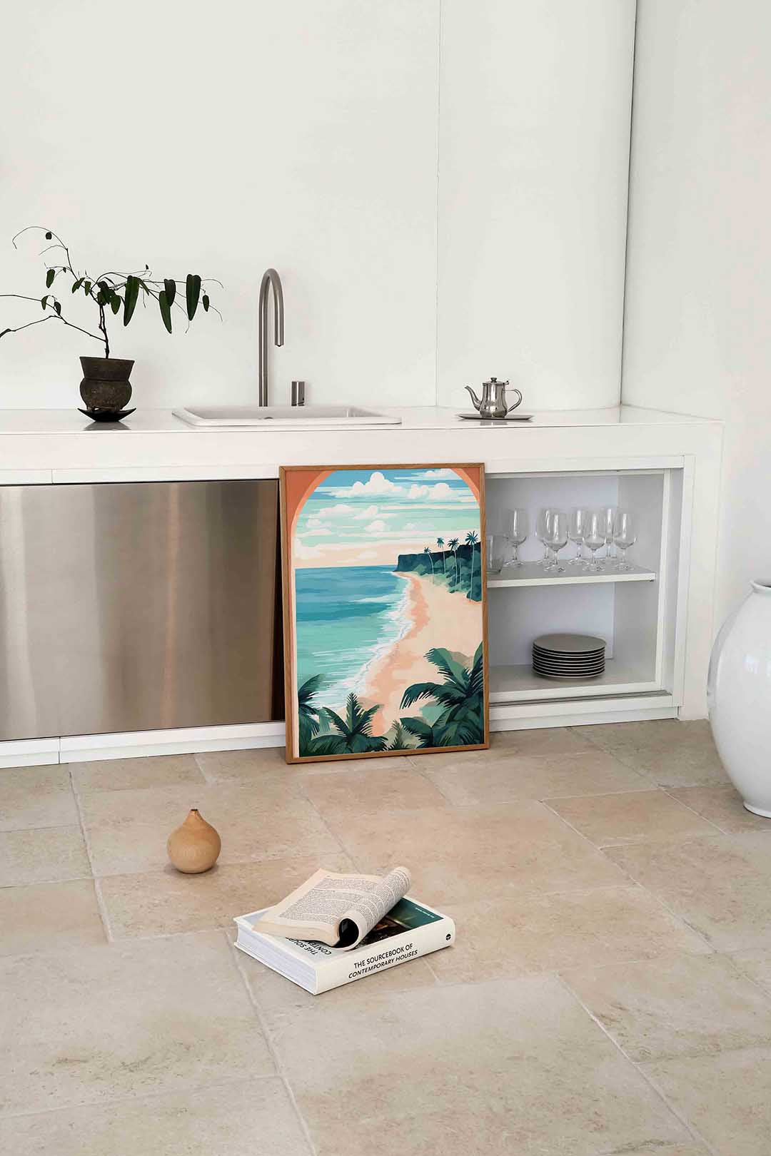 Strand en palmbomen Poster