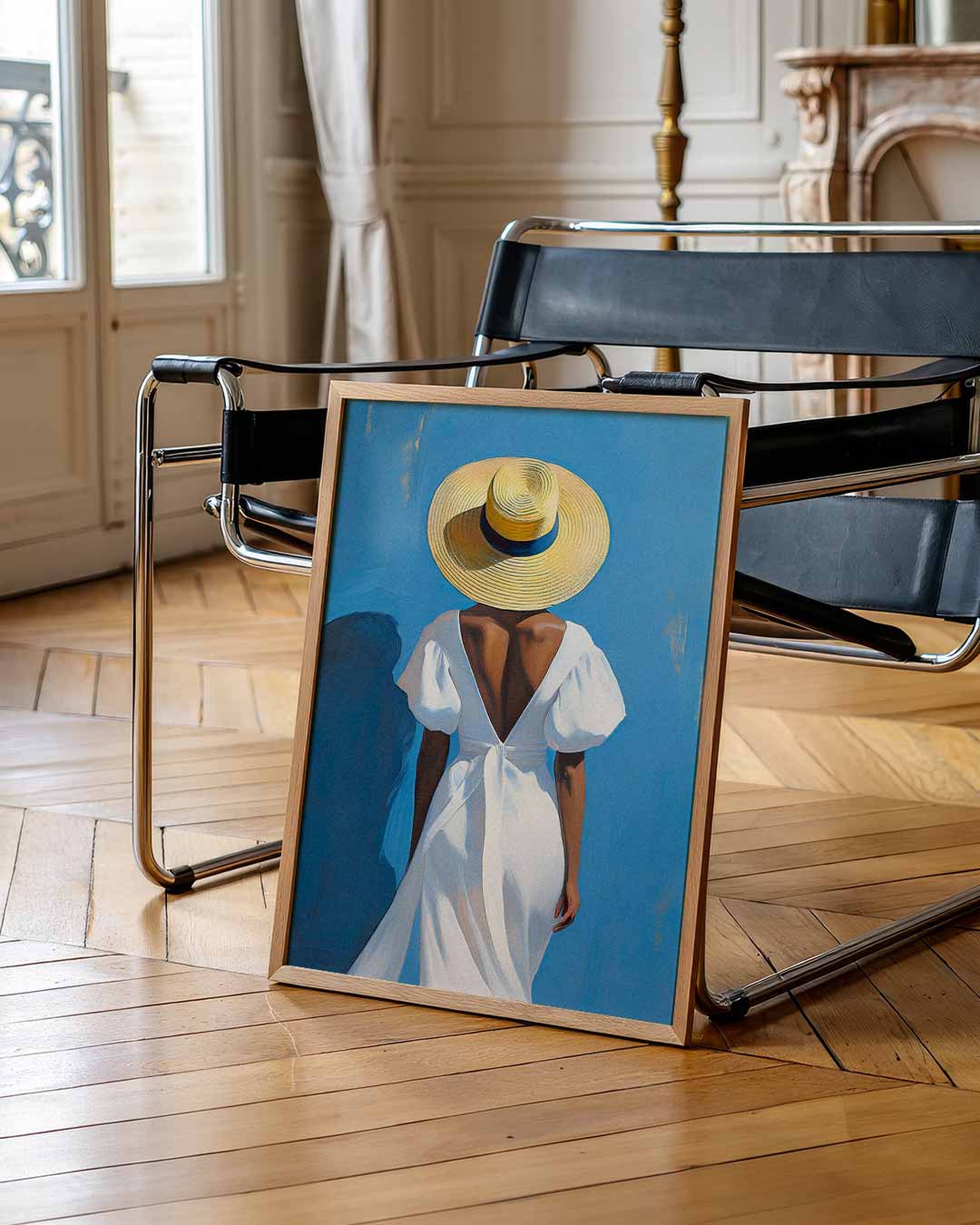 Zomerse Elegantie in Blauw Poster-WallArtistic