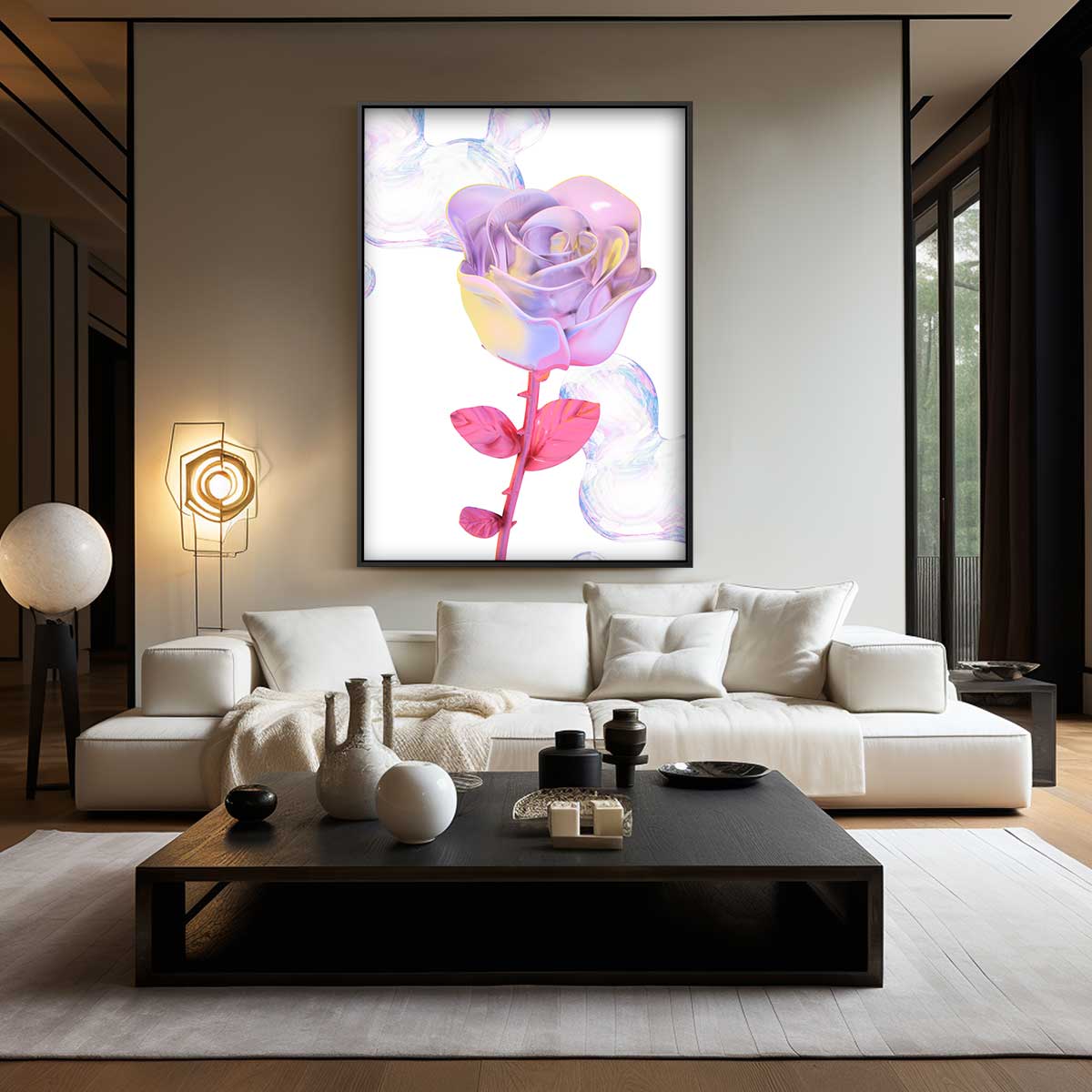 Magische Roos Sculptuur Kunstwerk-canvas-dibond-plexiglas-wanddecoratie-WallArtistic