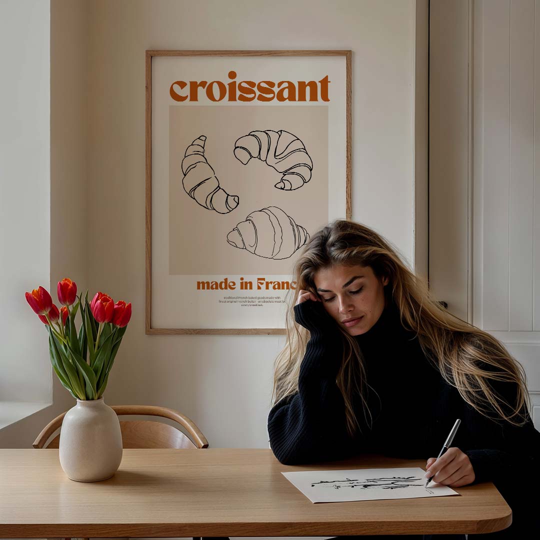 Franse Croissant Kunstposter-WallArtistic