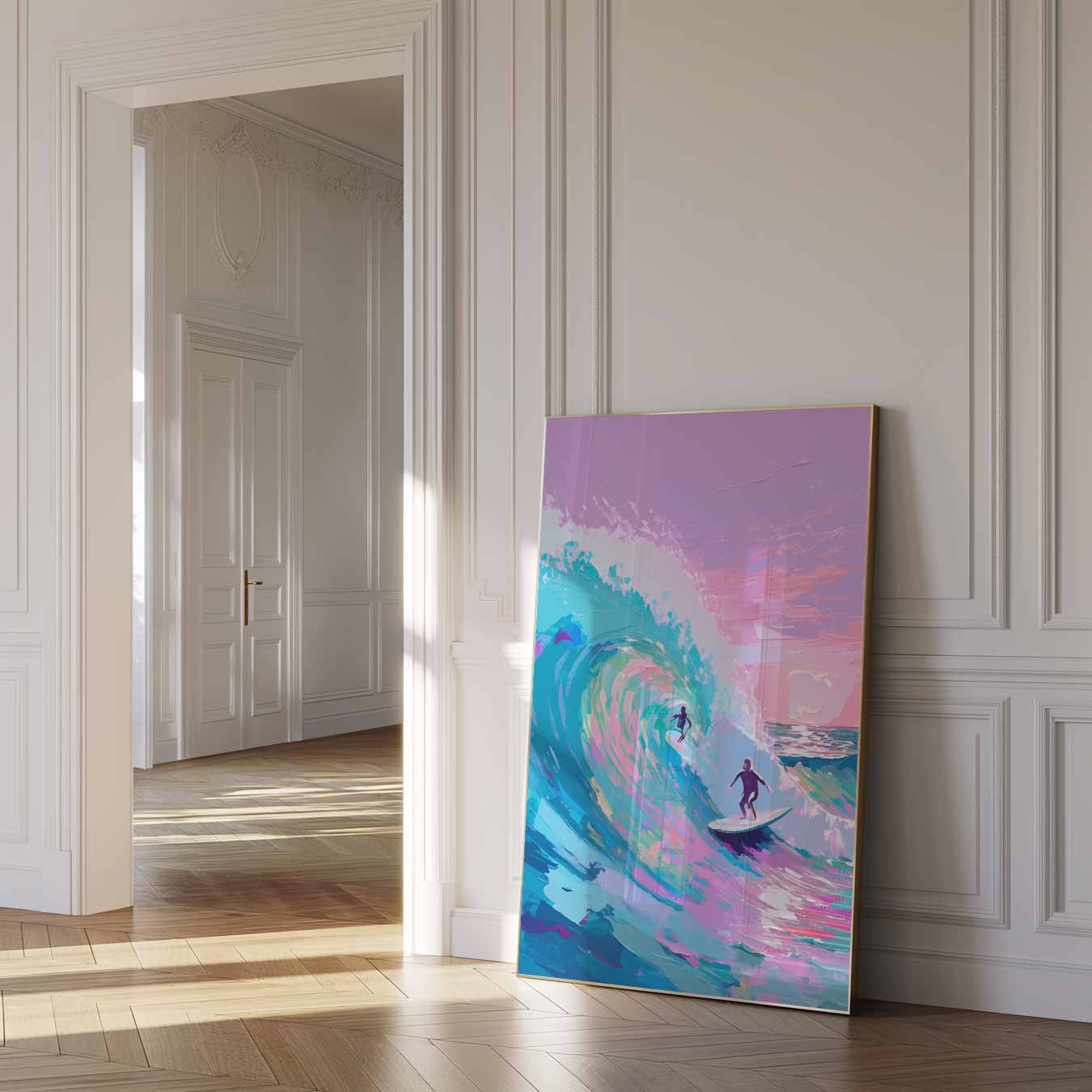 Surf Avontuur in Kleurrijke Golven Poster