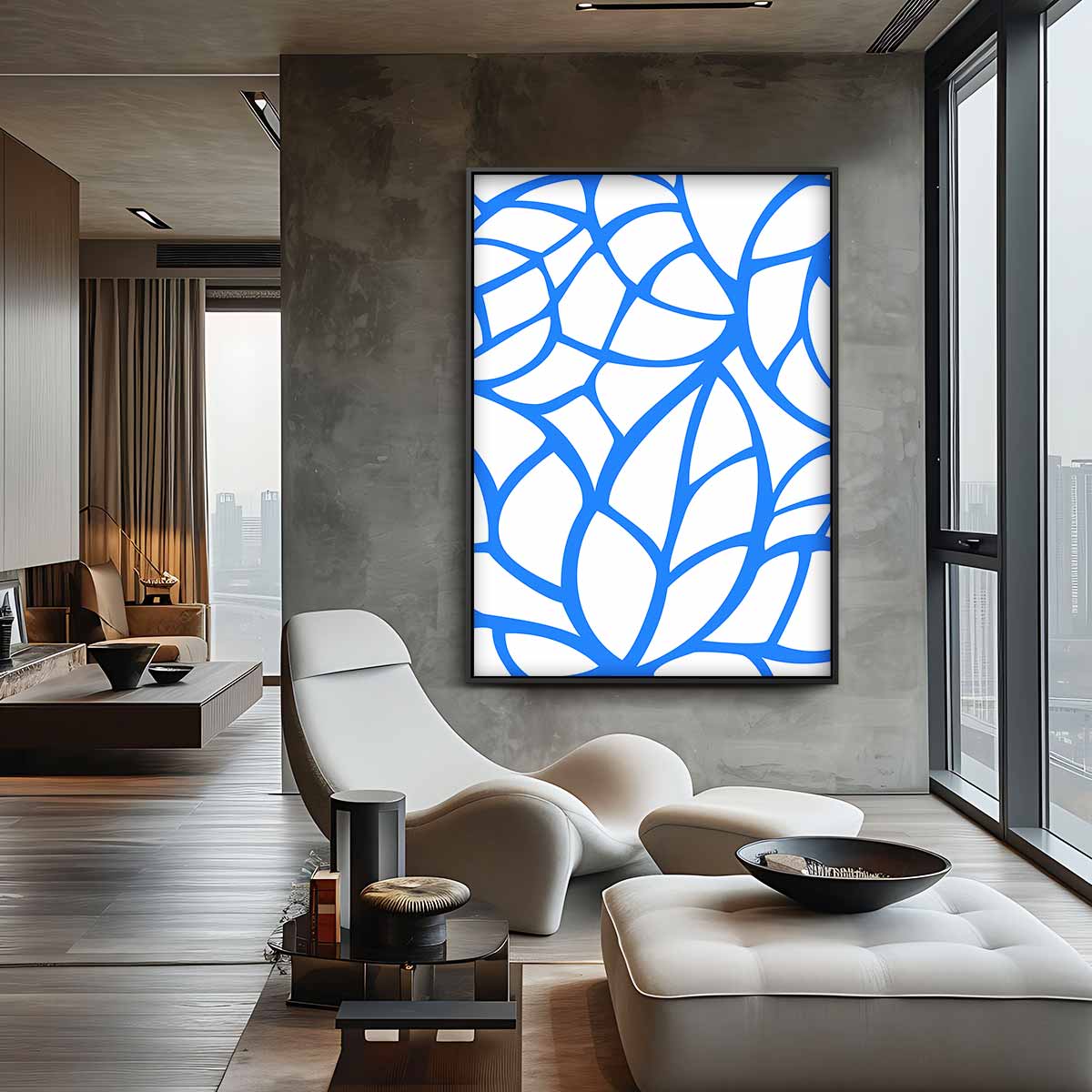 Abstract Blauw Kunstwerk Kunstwerk-canvas-dibond-plexiglas-wanddecoratie-WallArtistic