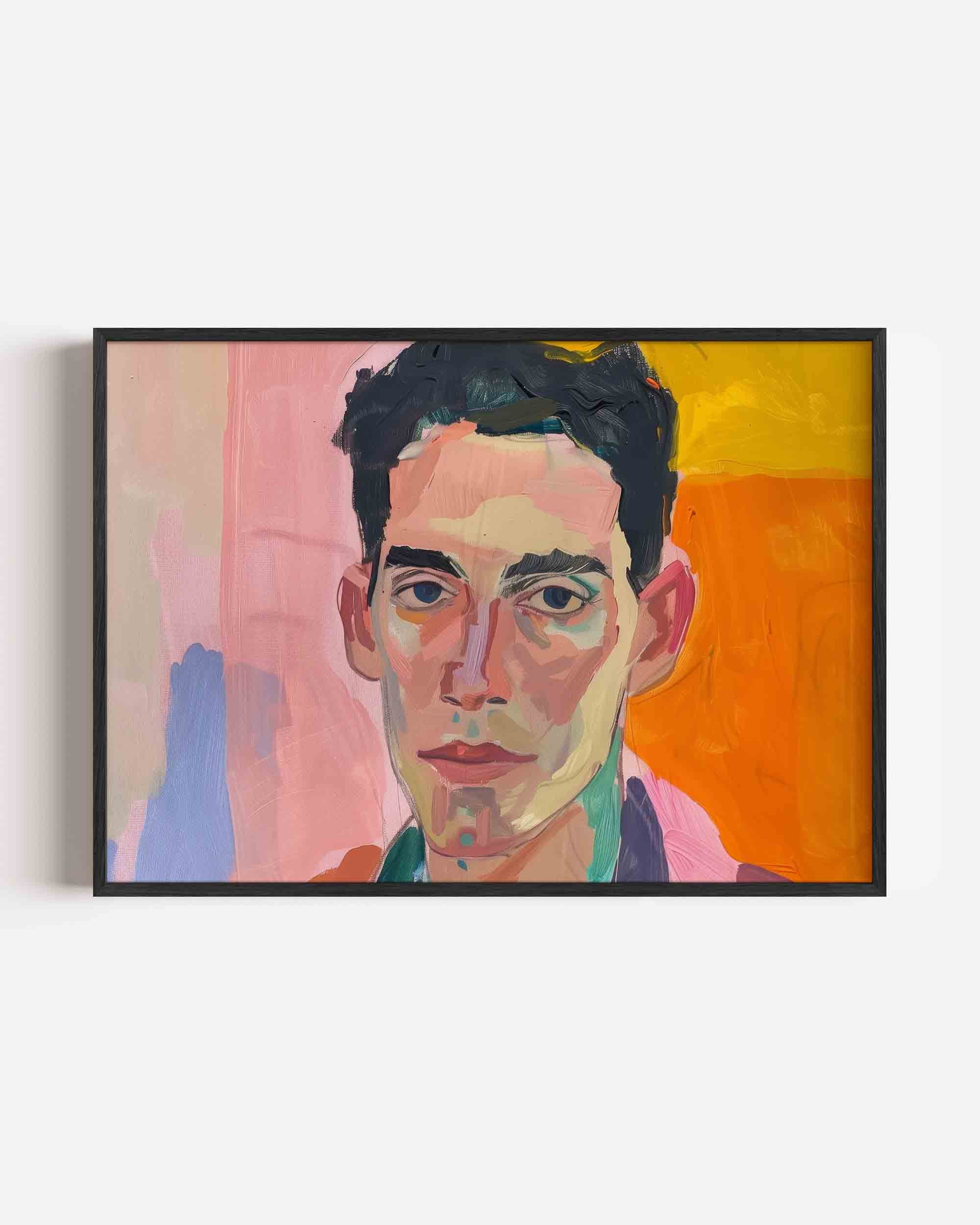 Portret met kleurrijke achtergrond Poster