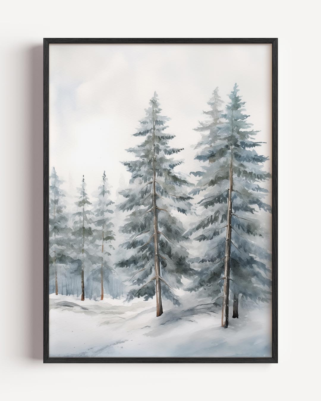Winterse Dennenbos Poster-WallArtistic