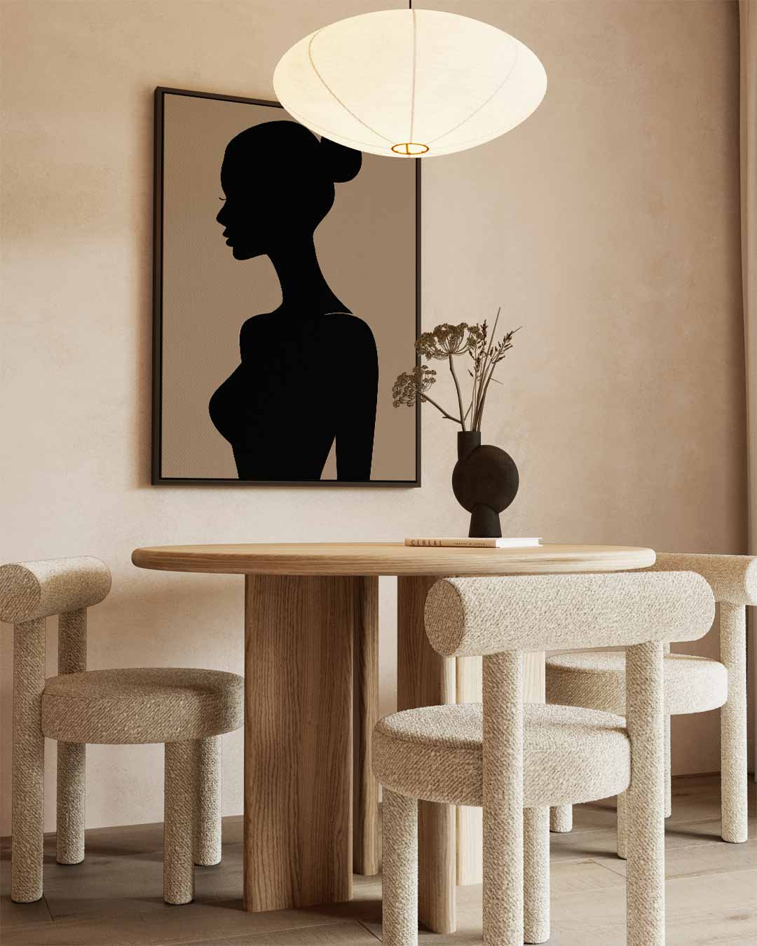 Elegante Vrouwelijke Silhouet Kunstwerk-canvas-dibond-plexiglas-wanddecoratie-WallArtistic