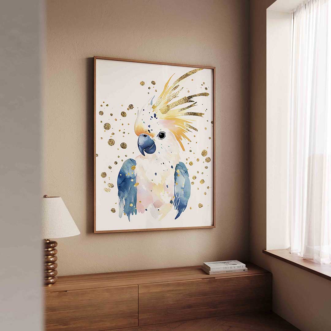 Papegaai met gouden accenten Poster