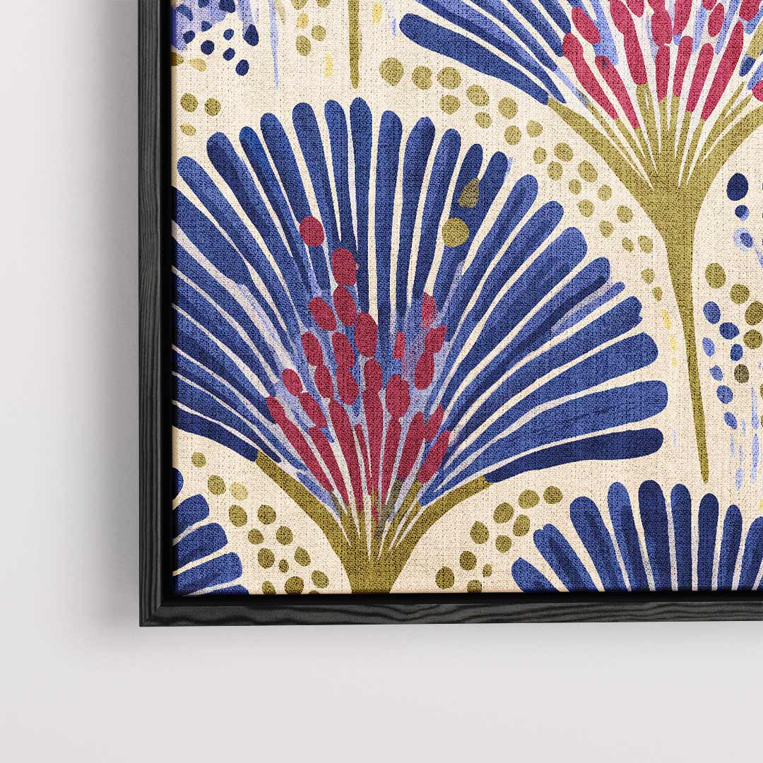 Bloemige Fan Vormen Kunstwerk-canvas-dibond-plexiglas-wanddecoratie-WallArtistic