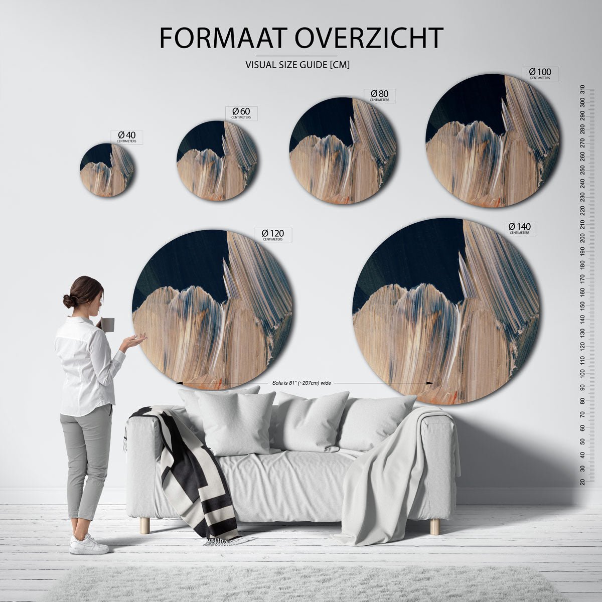 Abstracte penseelstreken Muurcirkel