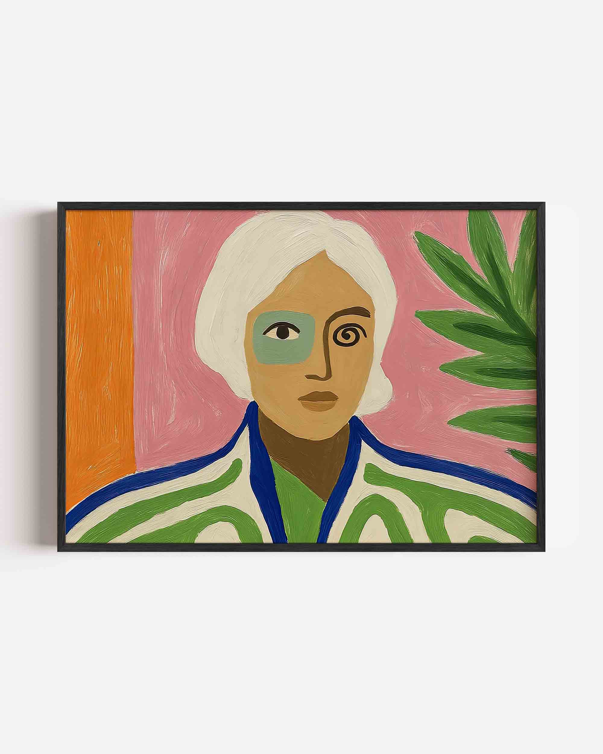 Portret met groene accenten Poster