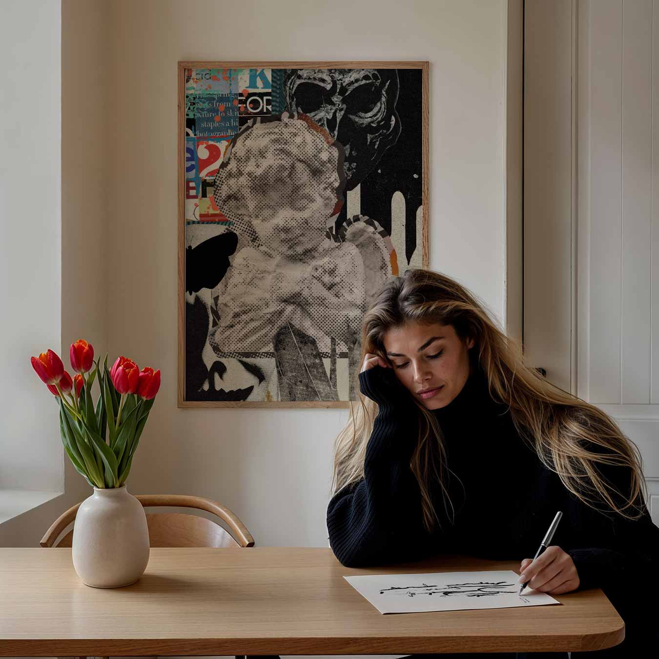 Engelachtige Collage met Contrast en Symboliek Posters-WallArtistic