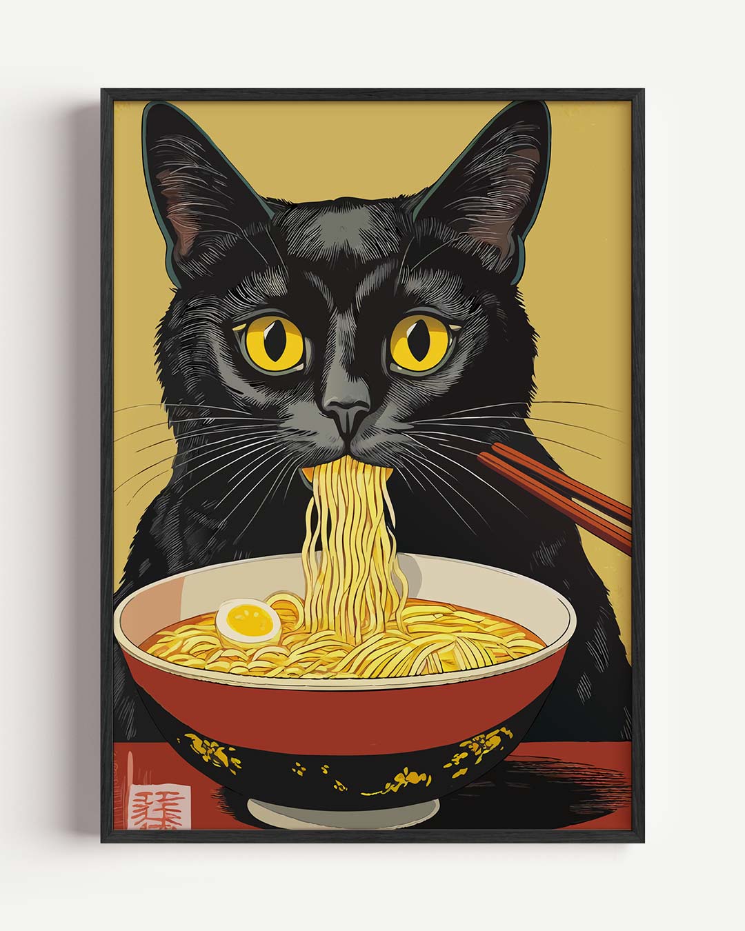 Kat met Ramen Poster-WallArtistic