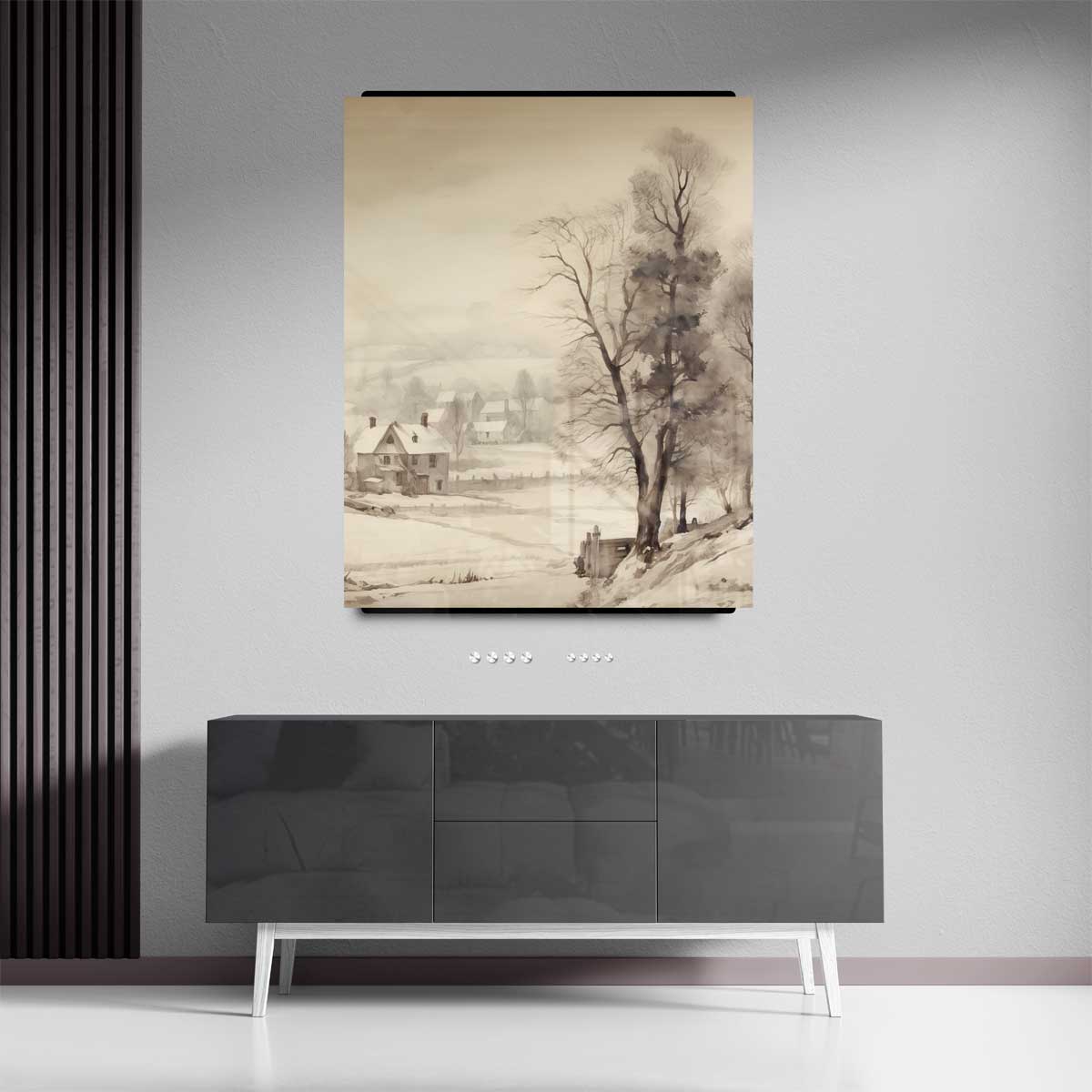 Winterse Rustieke Idylle Kunstwerk-canvas-dibond-plexiglas-wanddecoratie-WallArtistic