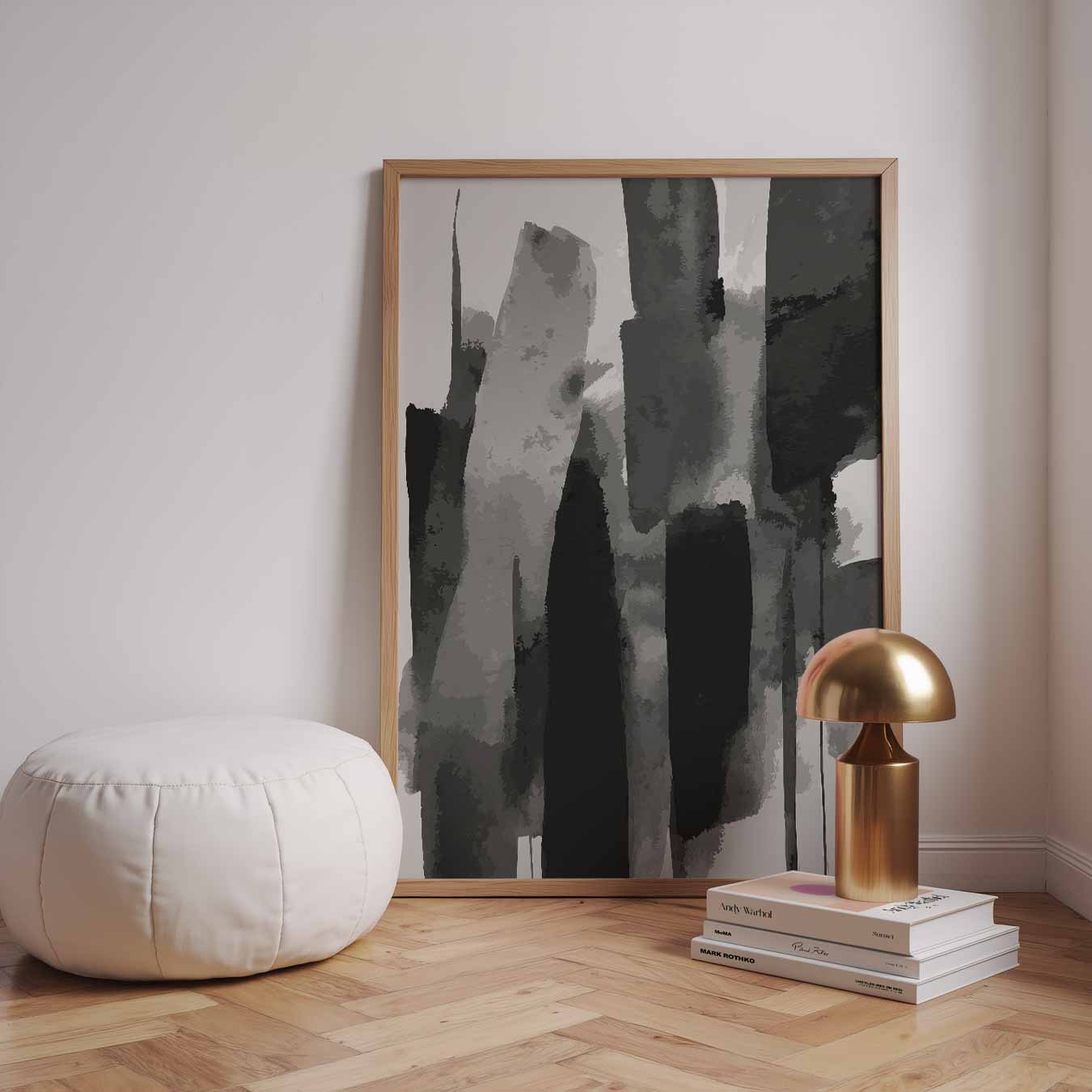 Abstracte Grijstinten Kunstposter-WallArtistic