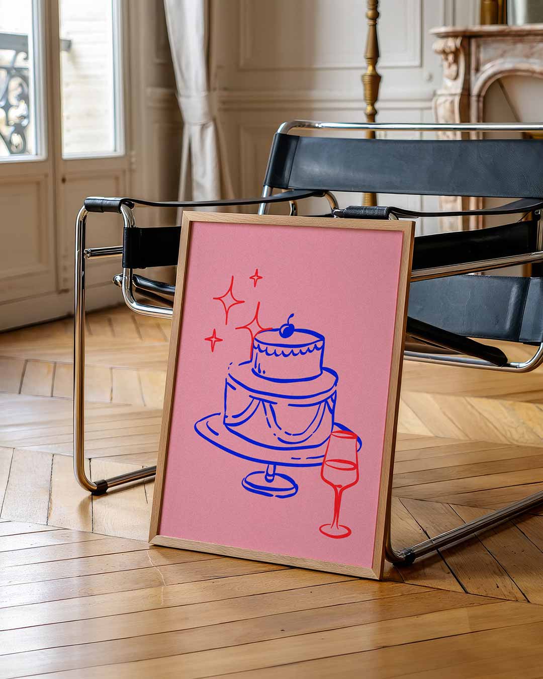 Feestelijke Taart en Wijn Poster