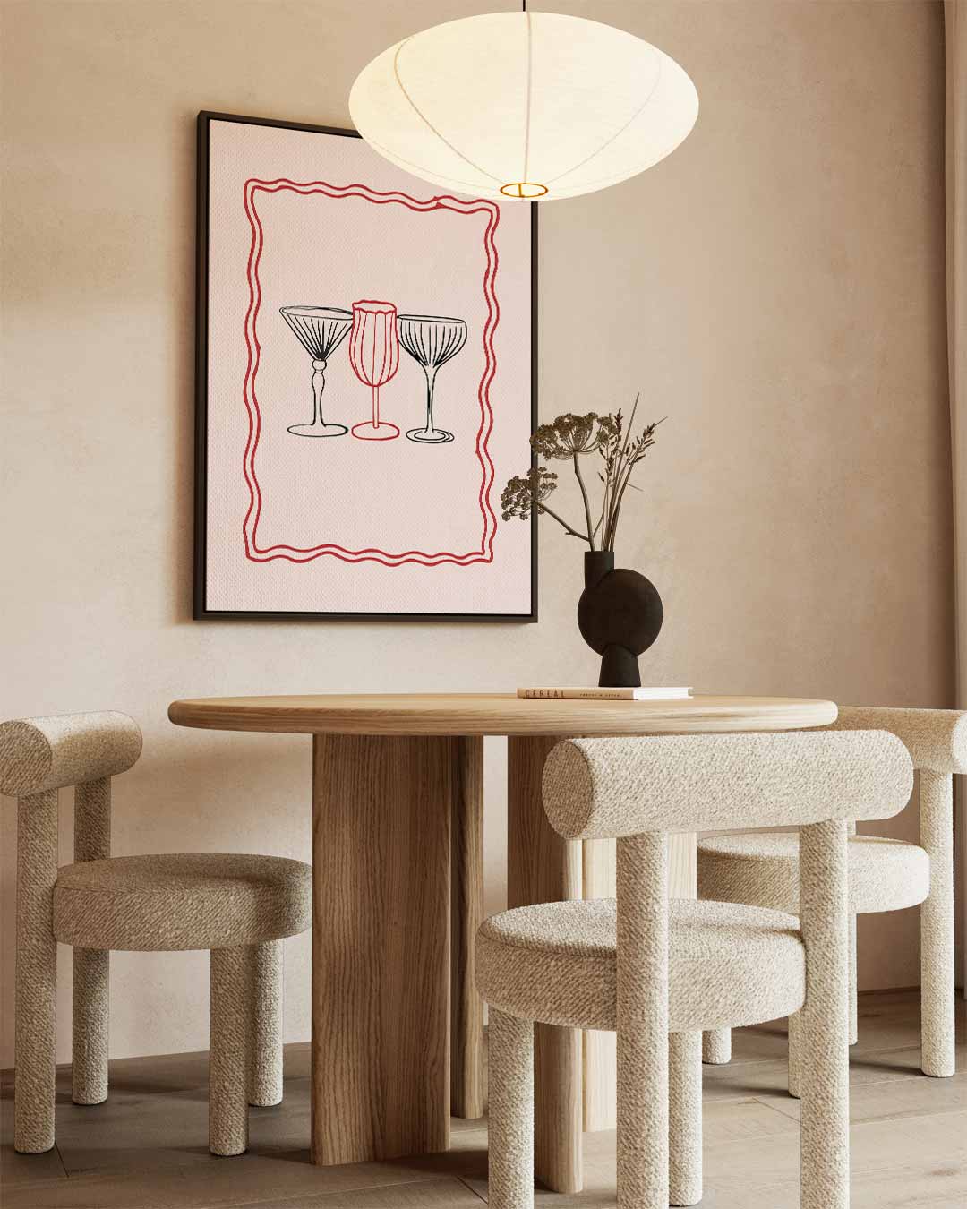 Drie Glazen in Rood en Zwart Kunstwerk-canvas-dibond-plexiglas-wanddecoratie-WallArtistic