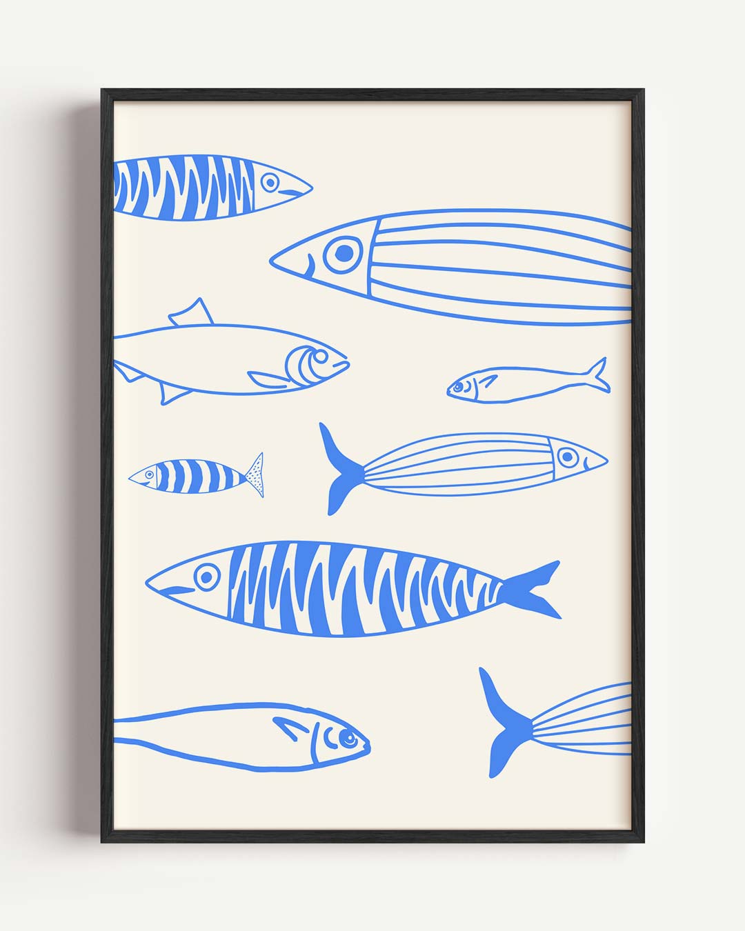 Fris Blauwe Vis Illustratie Poster-WallArtistic