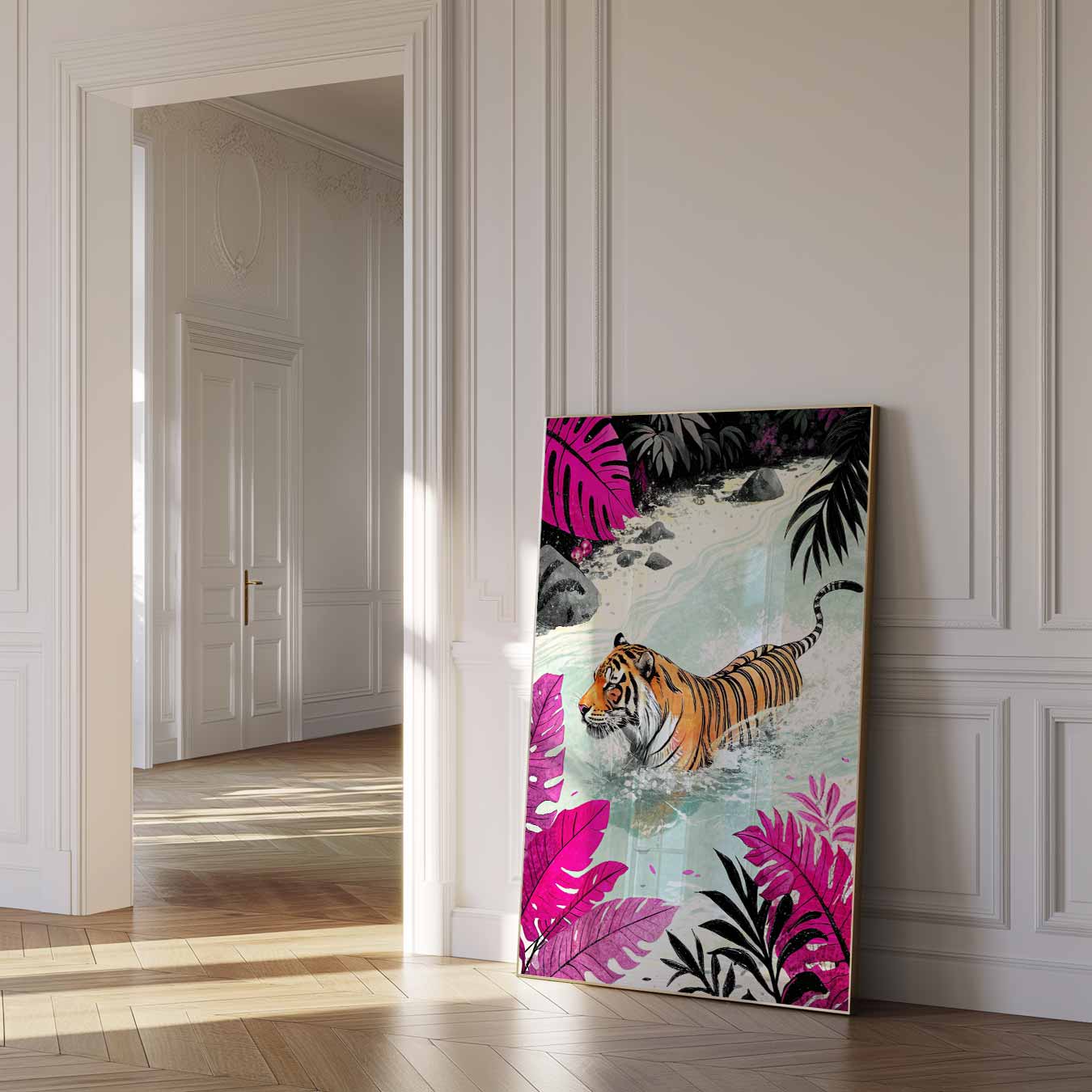 Tropische Tijger in het Water Poster-WallArtistic