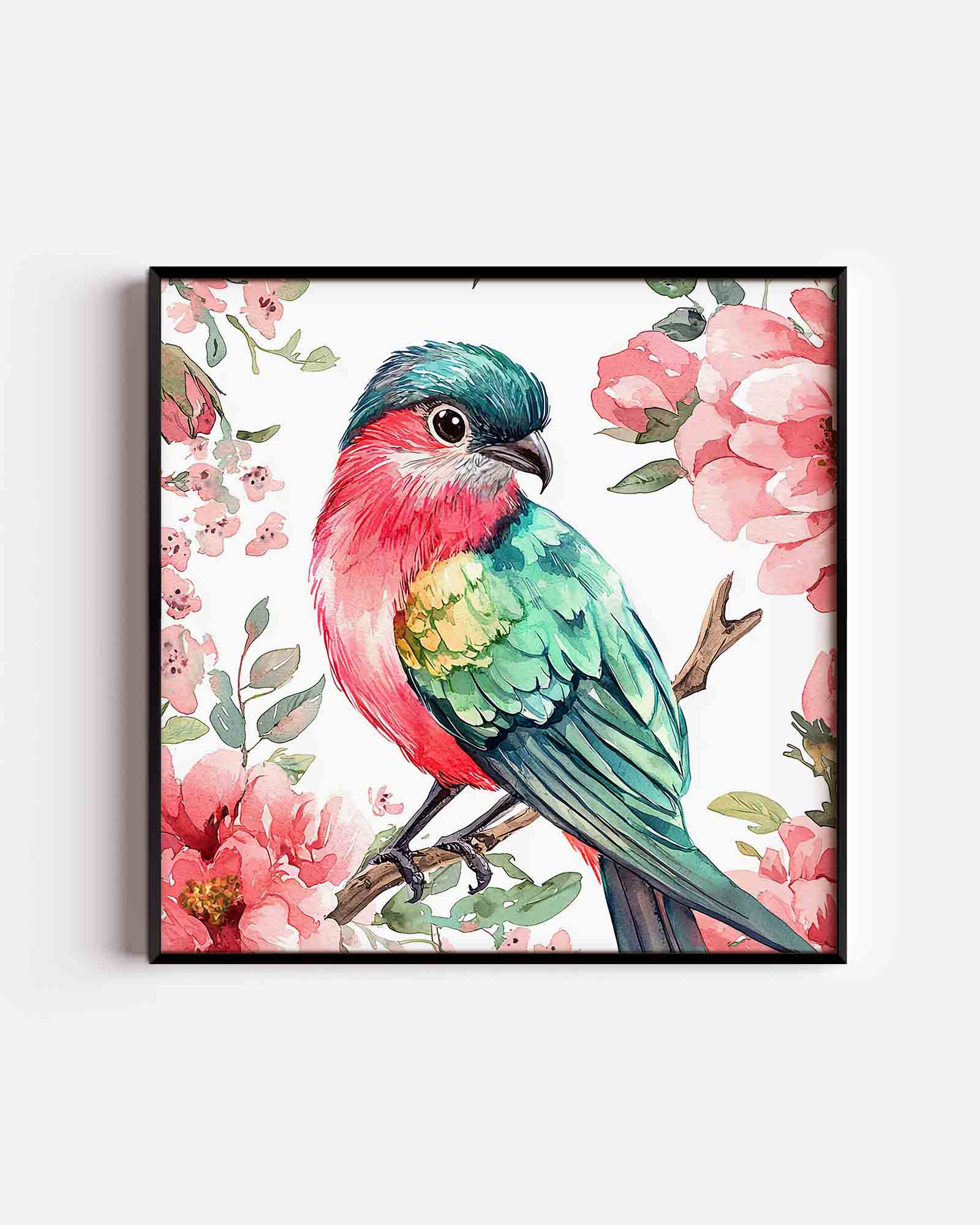 Vogel en bloemen Poster