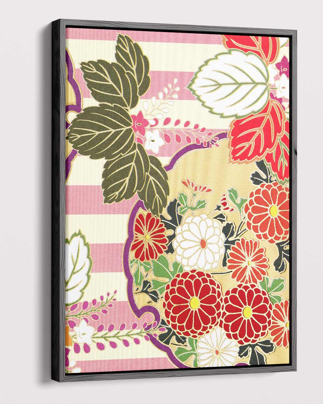 Bloemenpracht op Streepjes Kunstwerk-canvas-dibond-plexiglas-wanddecoratie-WallArtistic