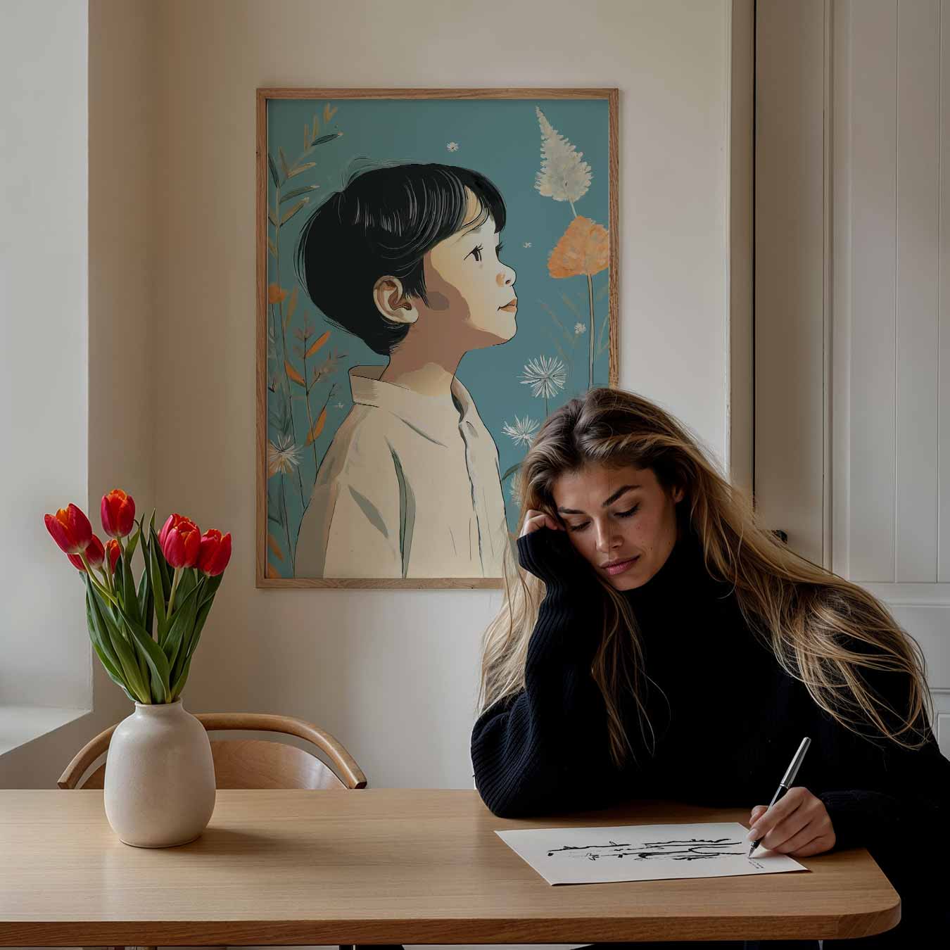 Dromerige Bloemkind Poster