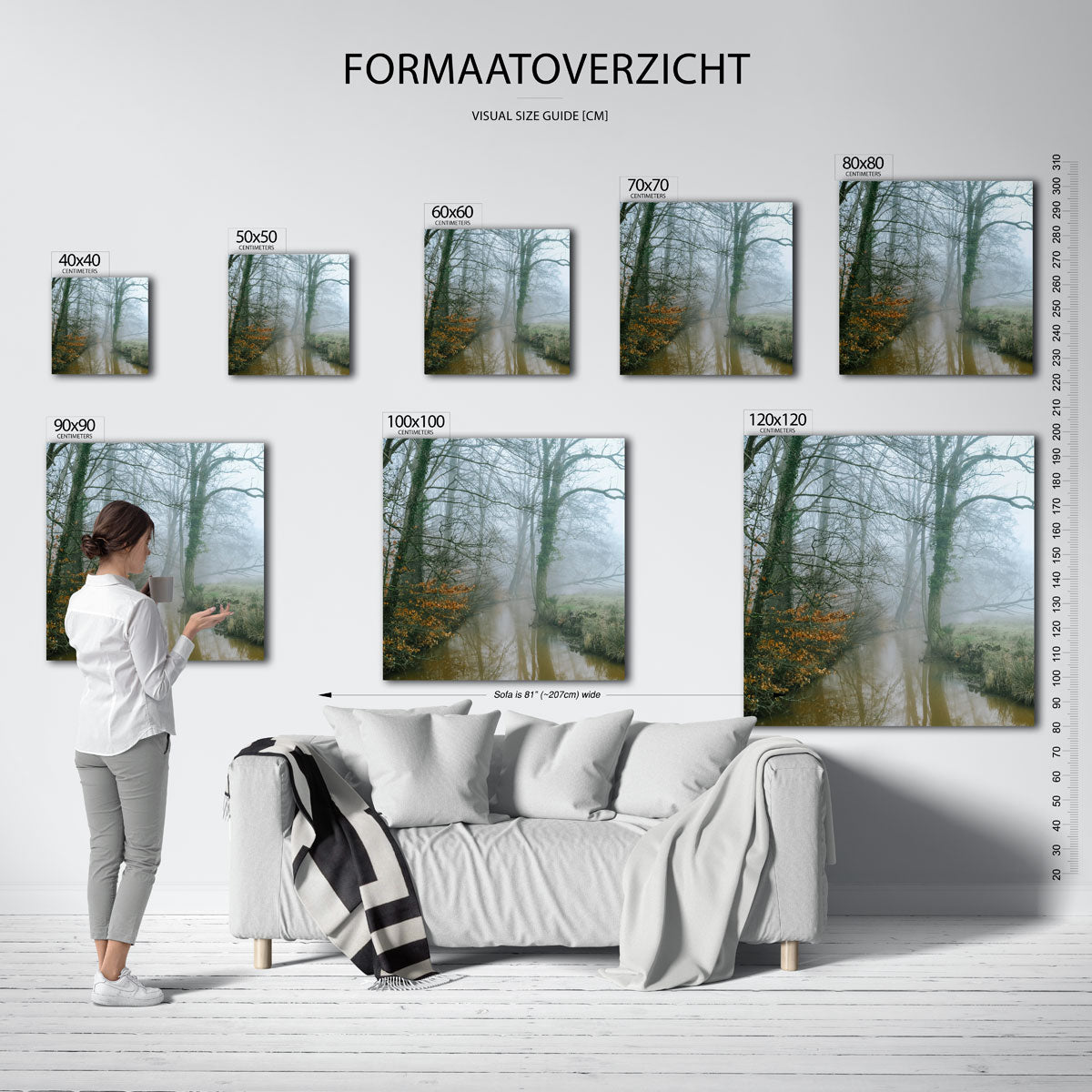 Mistig boslandschap Kunstwerk