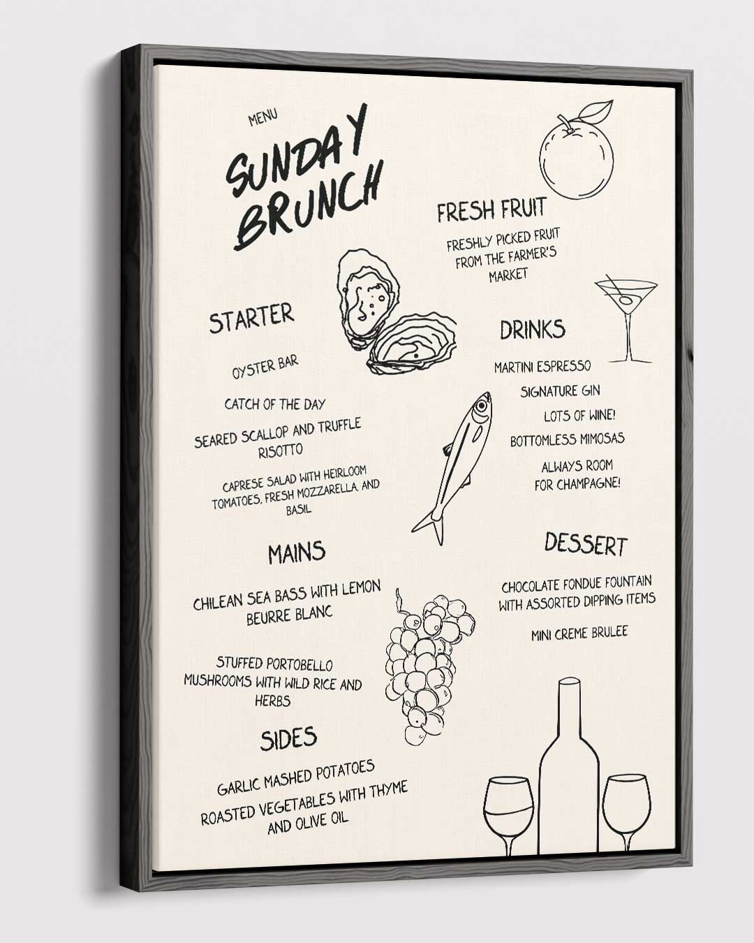 Zonnige Zondag Brunch Illustratie Kunstwerk-canvas-dibond-plexiglas-wanddecoratie-WallArtistic