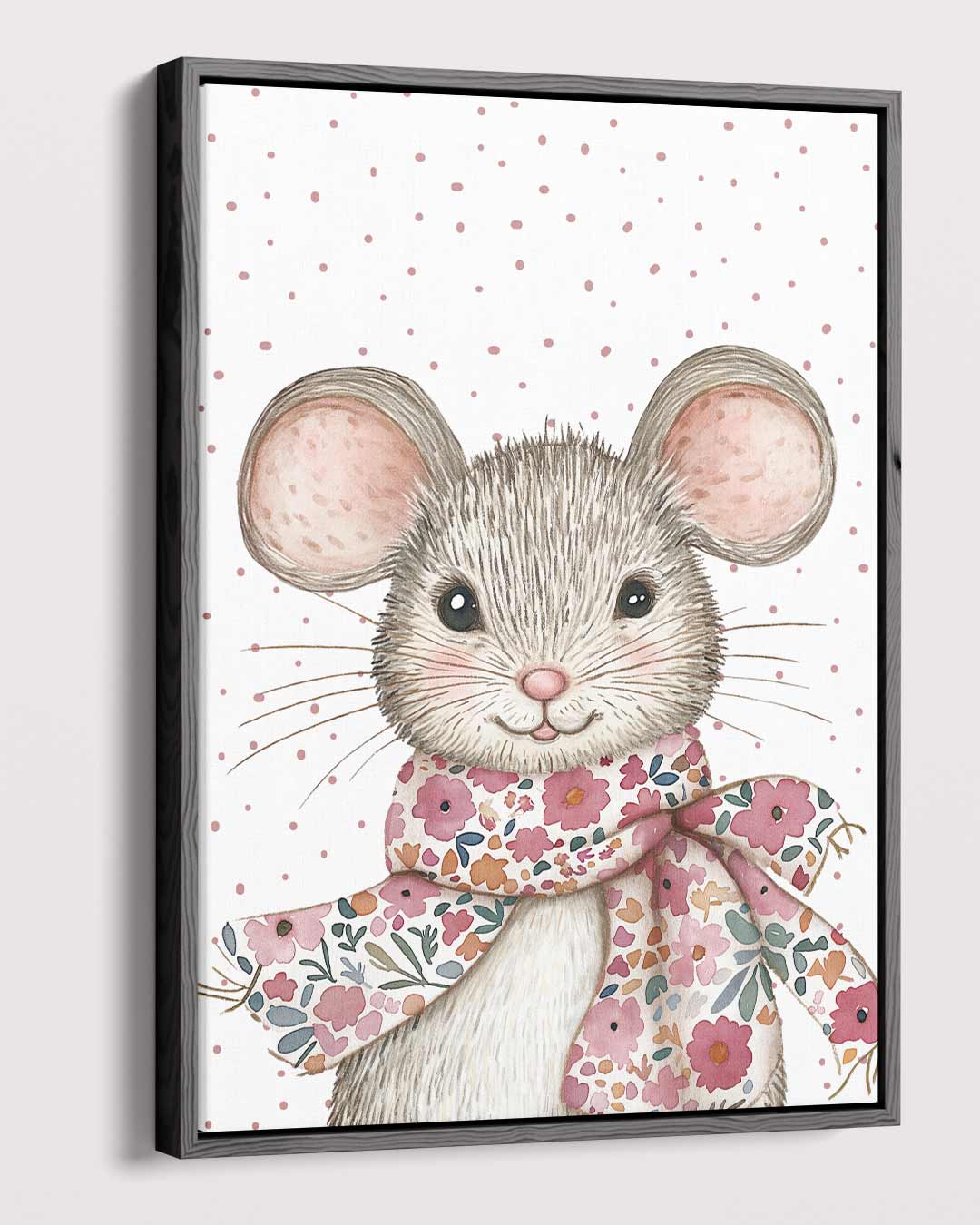 Schattige Muis met Bloemensjaal Kunstwerk-canvas-dibond-plexiglas-wanddecoratie-WallArtistic