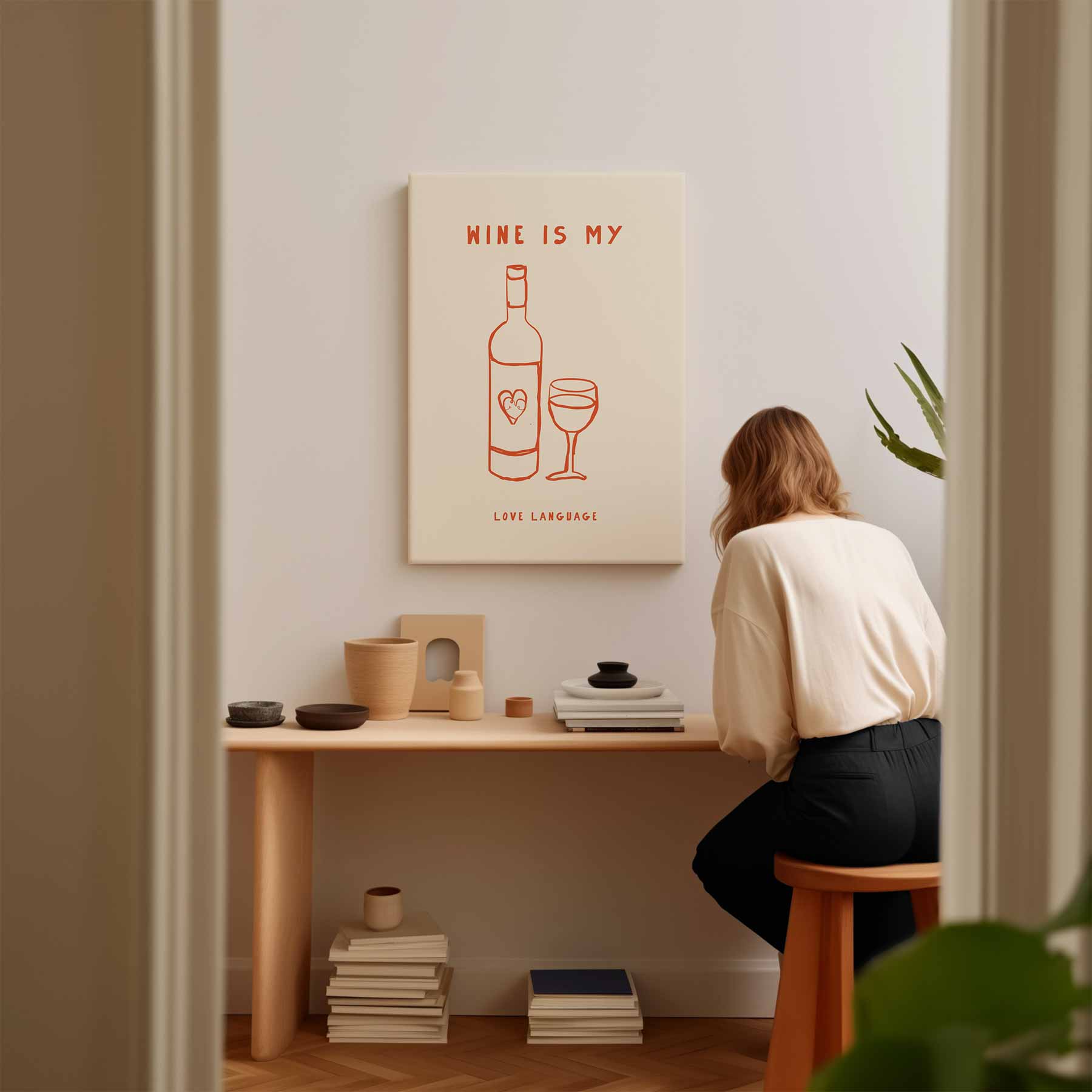Wine Is My Love Language Kunstwerk-canvas-dibond-plexiglas-wanddecoratie-WallArtistic