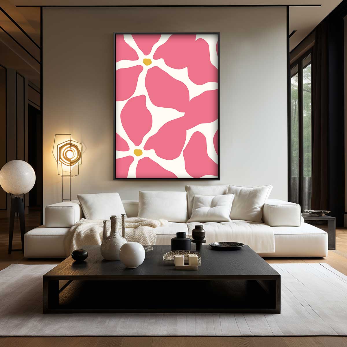 Bloemrijke Roze Reflecties Kunstwerk-canvas-dibond-plexiglas-wanddecoratie-WallArtistic