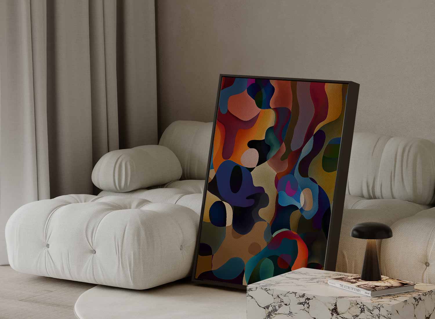 Kleurrijke Dans van Abstracte Vormen Kunstwerk-canvas-dibond-plexiglas-wanddecoratie-WallArtistic