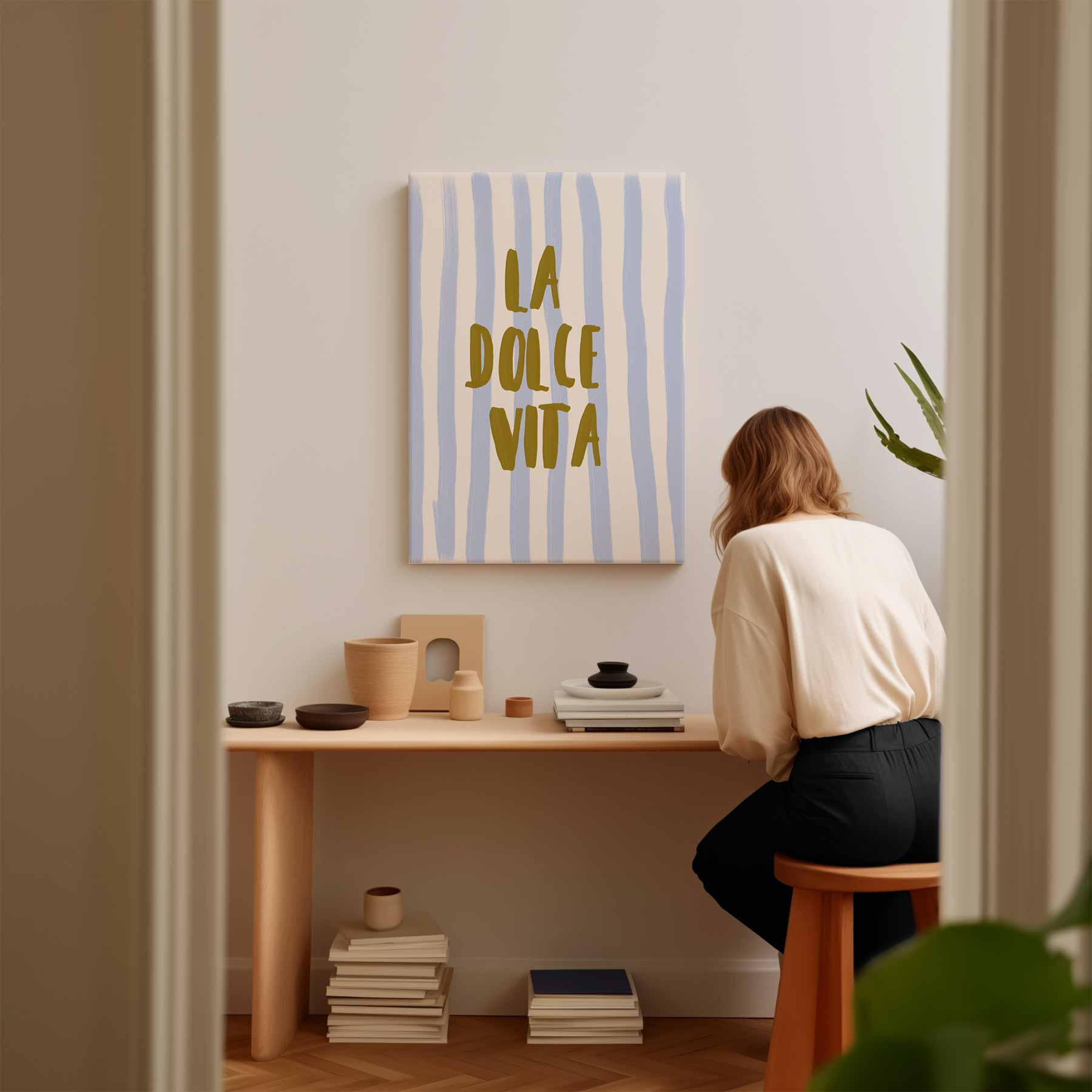 La Dolce Vita Strepen Kunstwerk-canvas-dibond-plexiglas-wanddecoratie-WallArtistic