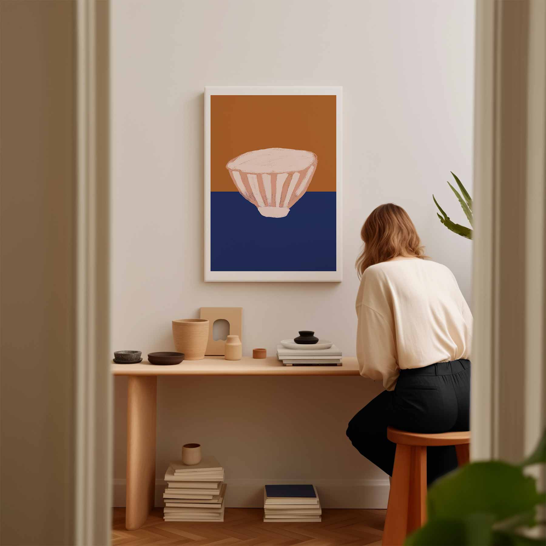 Kleurrijke Kom op Tweekleurige Achtergrond Kunstwerk-canvas-dibond-plexiglas-wanddecoratie-WallArtistic