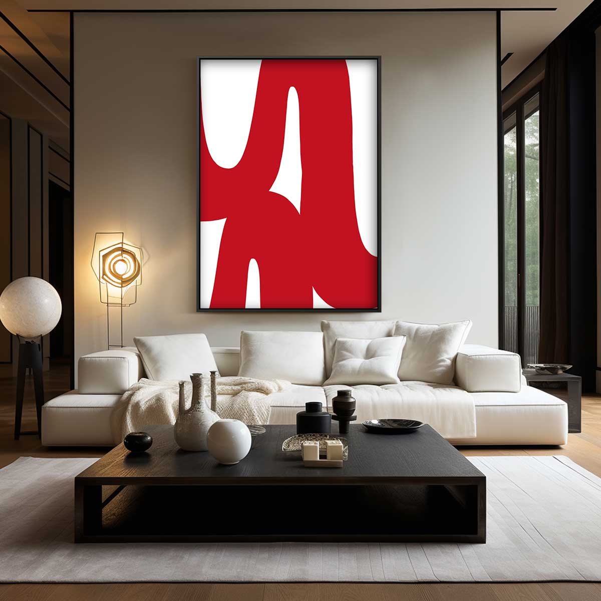 Speelse Rode Golven Kunstwerk-canvas-dibond-plexiglas-wanddecoratie-WallArtistic