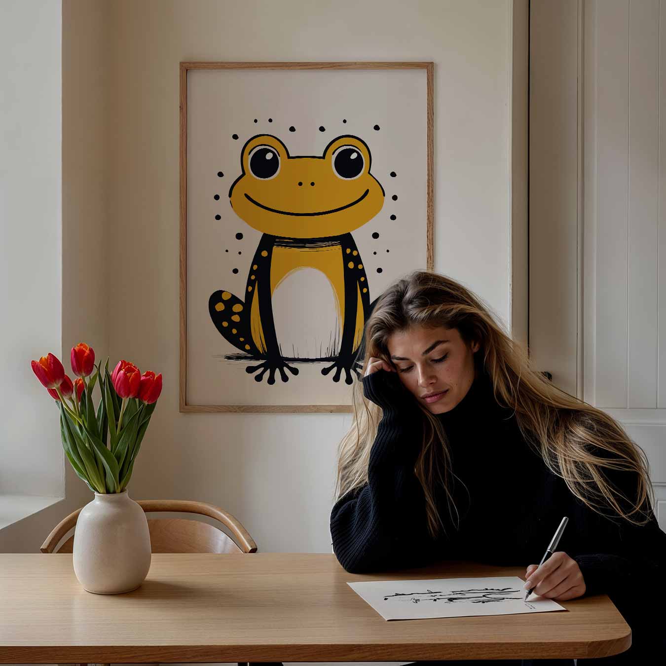 Vrolijke Kikker Illustratie Poster-WallArtistic