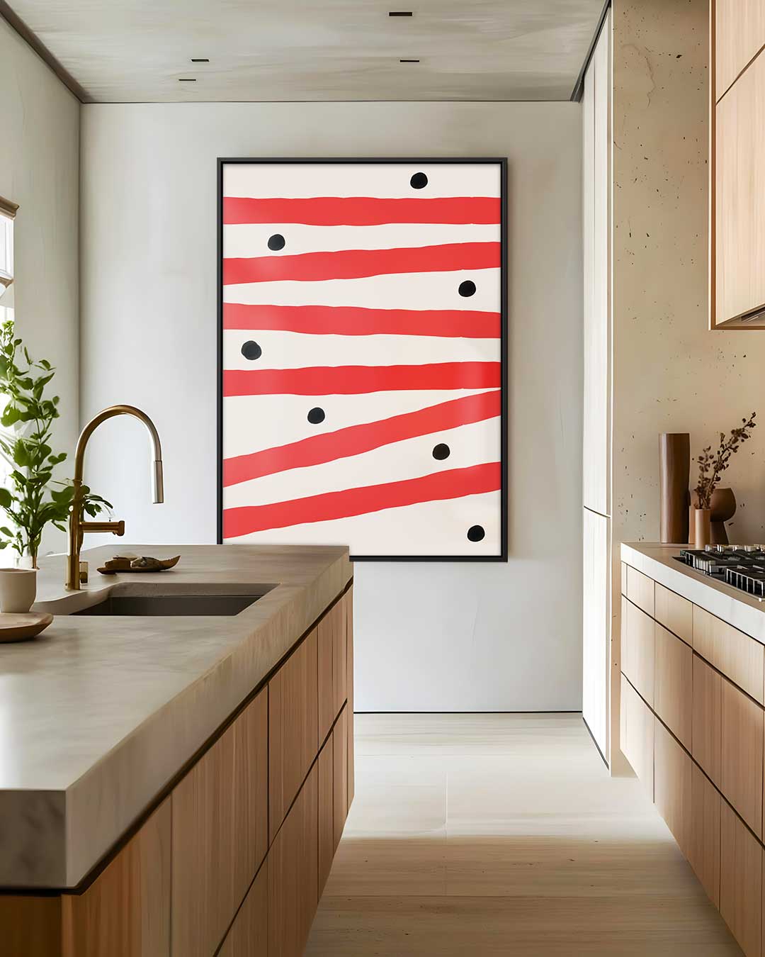 Speelse Strepen en Puntjes Kunstwerk-canvas-dibond-plexiglas-wanddecoratie-WallArtistic