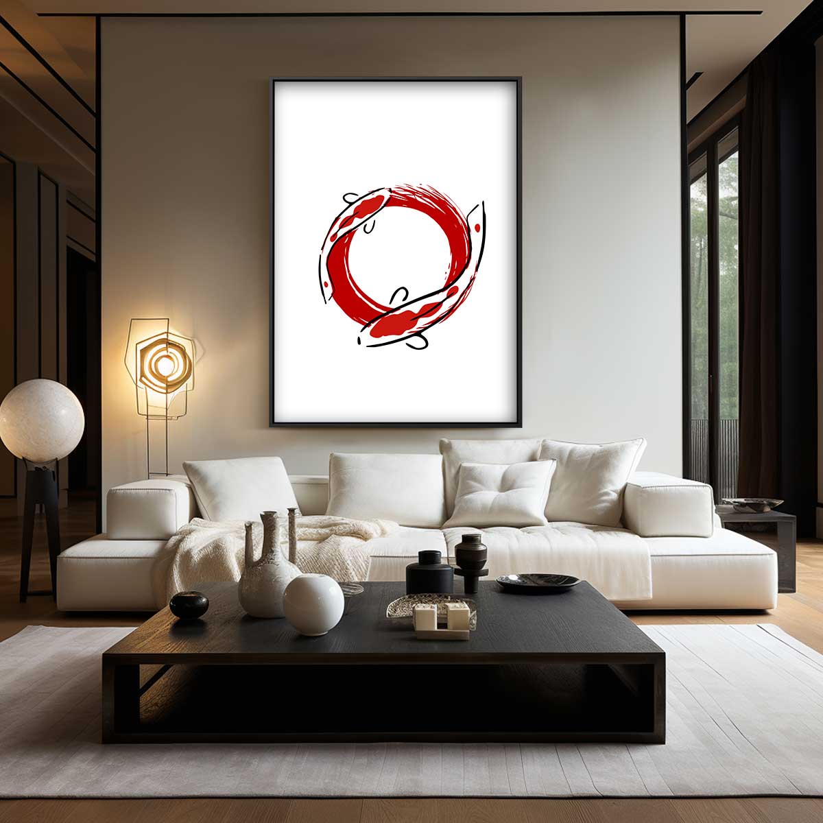 Krachtige Koi Cirkel Kunstwerk-canvas-dibond-plexiglas-wanddecoratie-WallArtistic