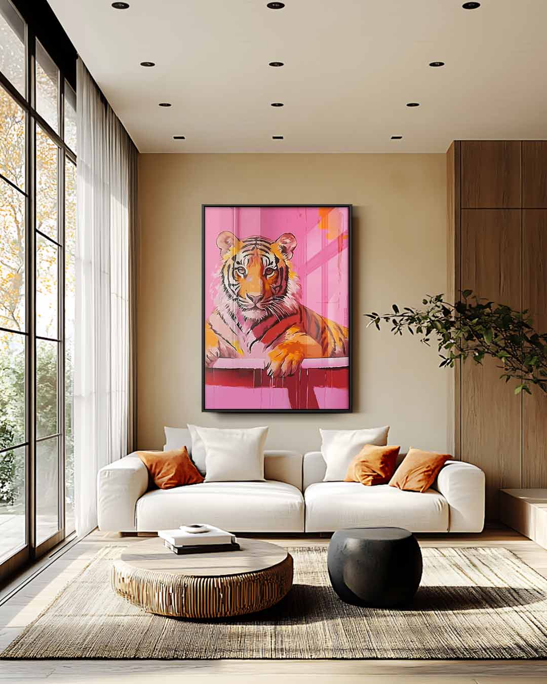 Kleurrijke Tijger Kunst Kunstwerk-canvas-dibond-plexiglas-wanddecoratie-WallArtistic
