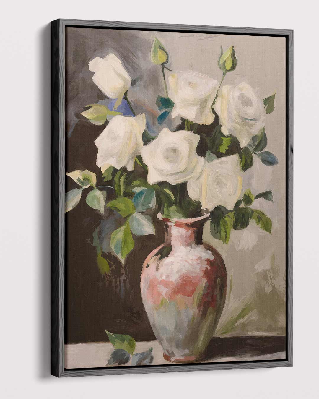 Stilleven met Witte Rozen Kunstwerk-canvas-dibond-plexiglas-wanddecoratie-WallArtistic