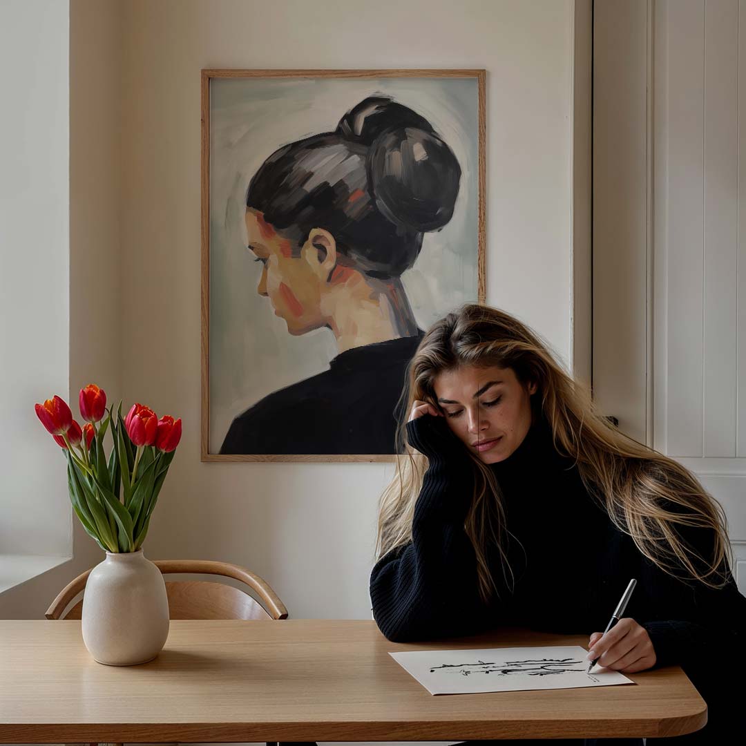 Elegante Retro Portret Poster-WallArtistic