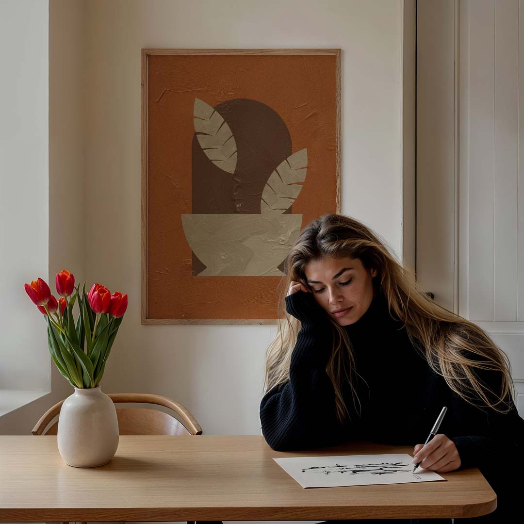 Stijlvolle Abstracte Bladeren Poster-WallArtistic