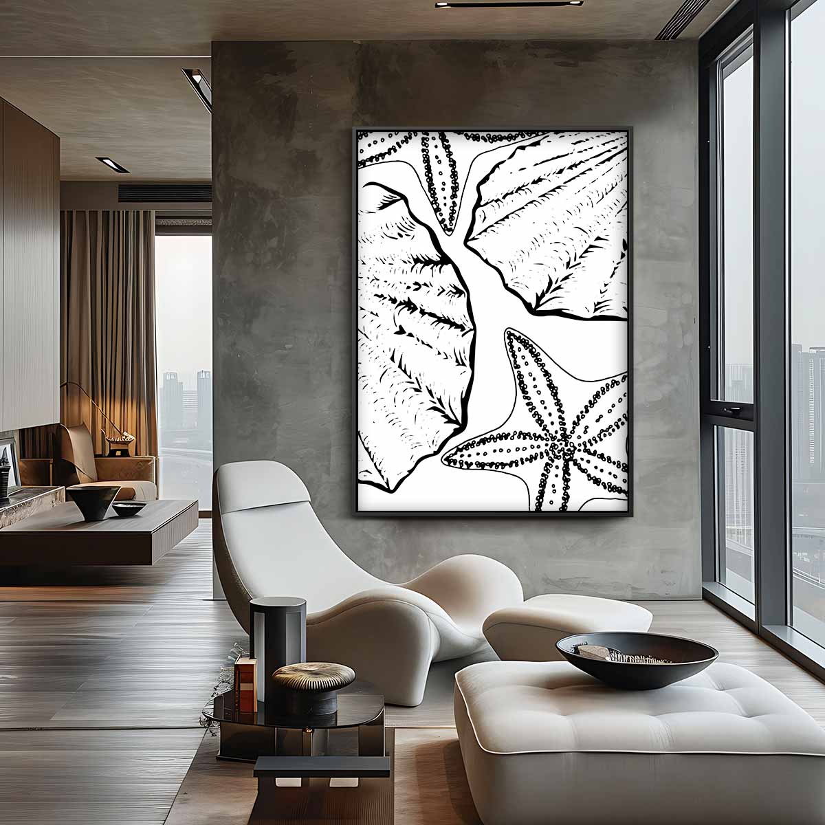 Zeesterren en Schelpen Avontuur Kunstwerk-canvas-dibond-plexiglas-wanddecoratie-WallArtistic
