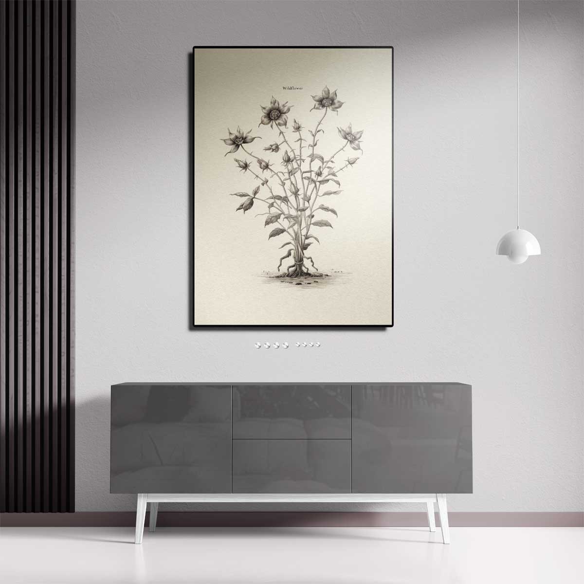 Sierlijke Wilde Bloem Illustratie Kunstwerk-canvas-dibond-plexiglas-wanddecoratie-WallArtistic