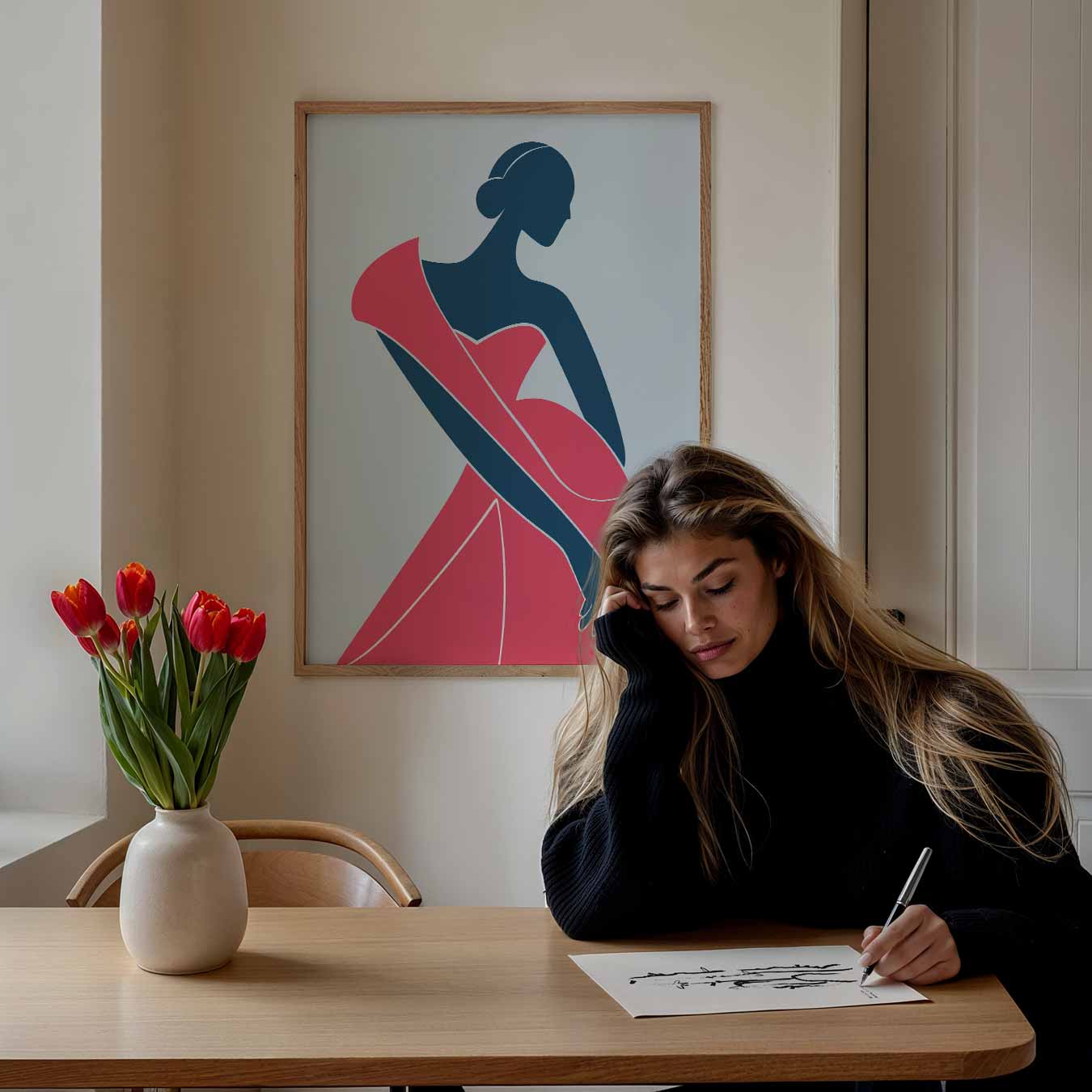 Elegante Vrouwelijke Silhouet Poster