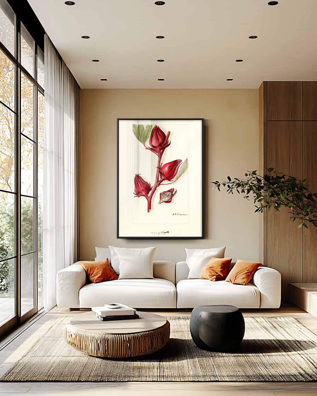 Botanische Rozelle Illustratie Kunstwerk-canvas-dibond-plexiglas-wanddecoratie-WallArtistic