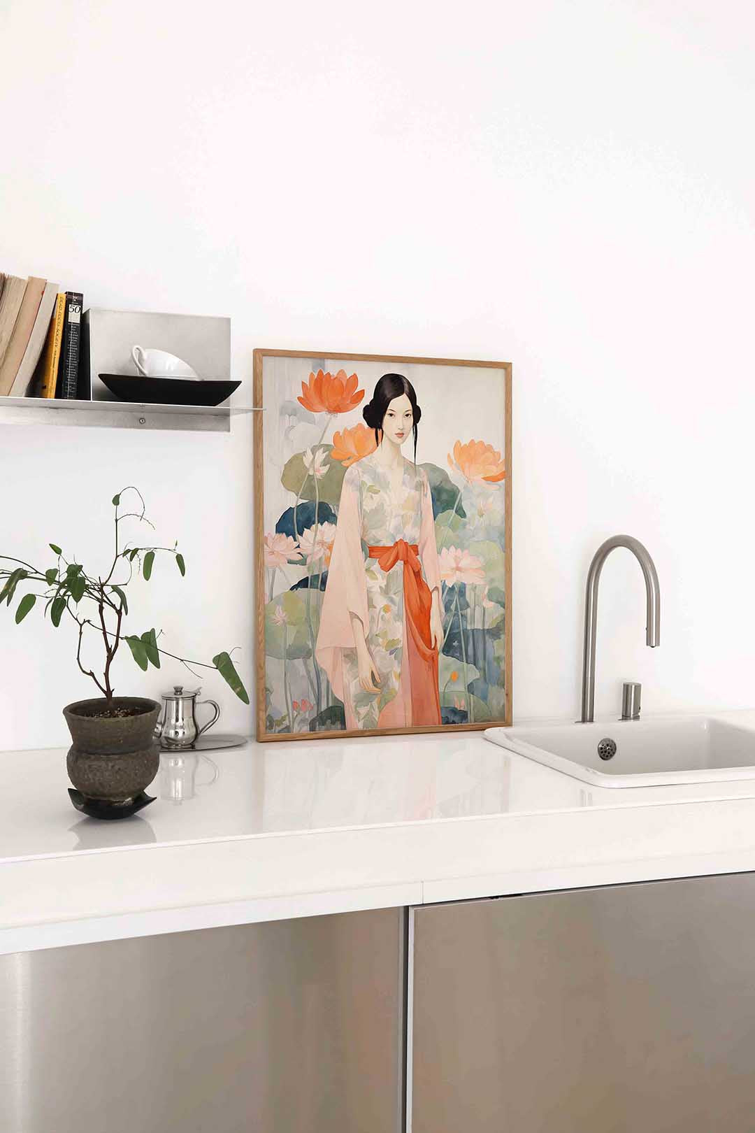 Vrouw met bloemen Poster