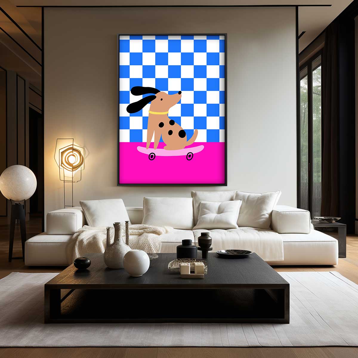 Skaterhondje in Stijl Kunstwerk-canvas-dibond-plexiglas-wanddecoratie-WallArtistic