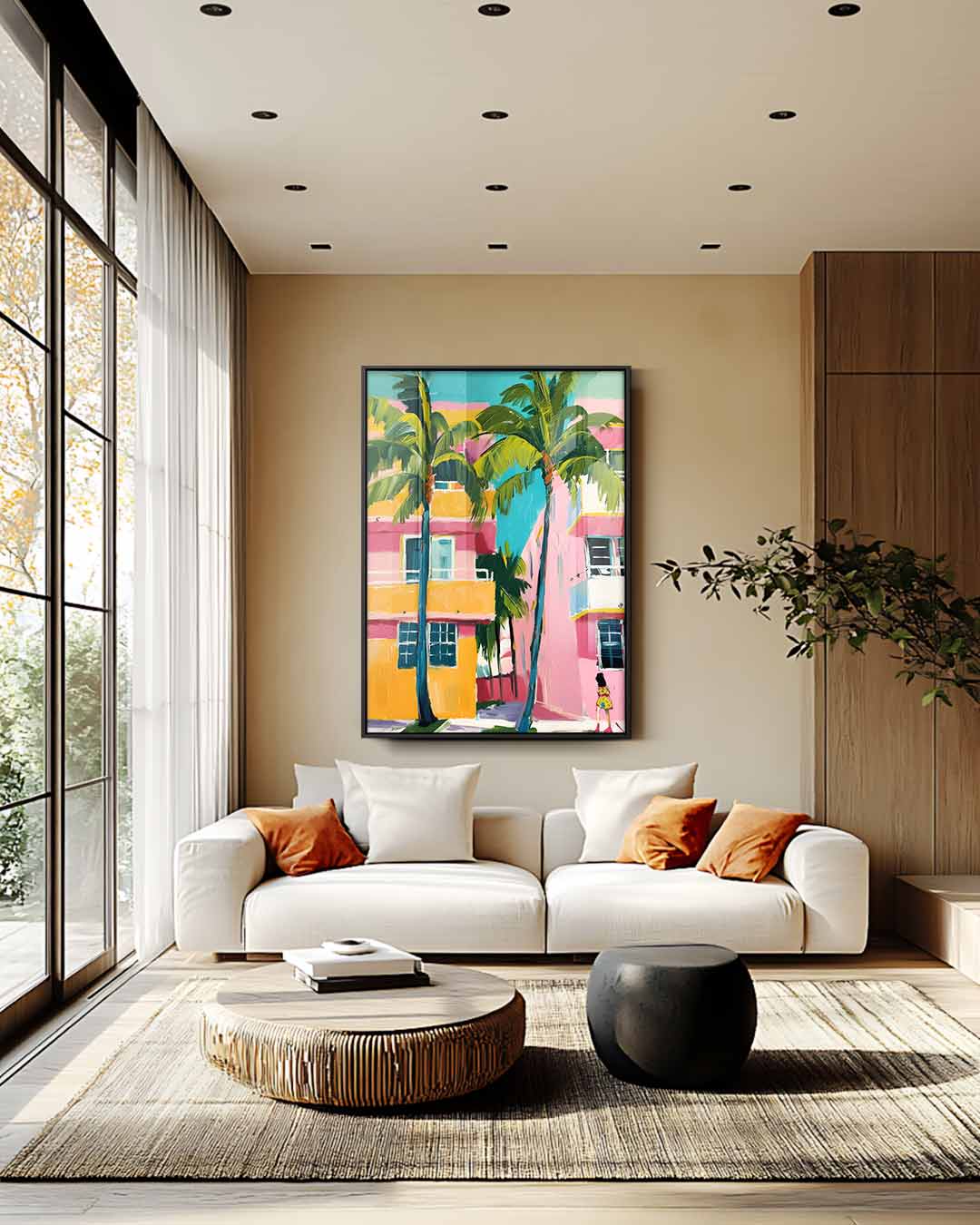 Zonnige Tropenstad Kunstwerk-canvas-dibond-plexiglas-wanddecoratie-WallArtistic