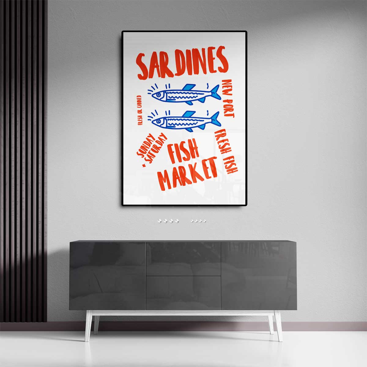 Retro Sardiens Vismarkt Poster