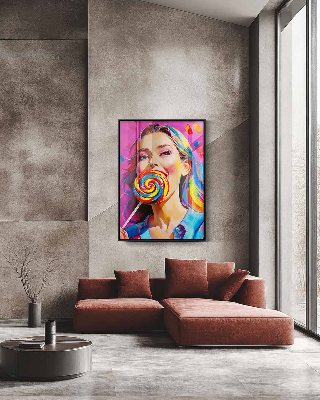 Kleurrijke Lolly Liefde Kunstwerk-canvas-dibond-plexiglas-wanddecoratie-WallArtistic