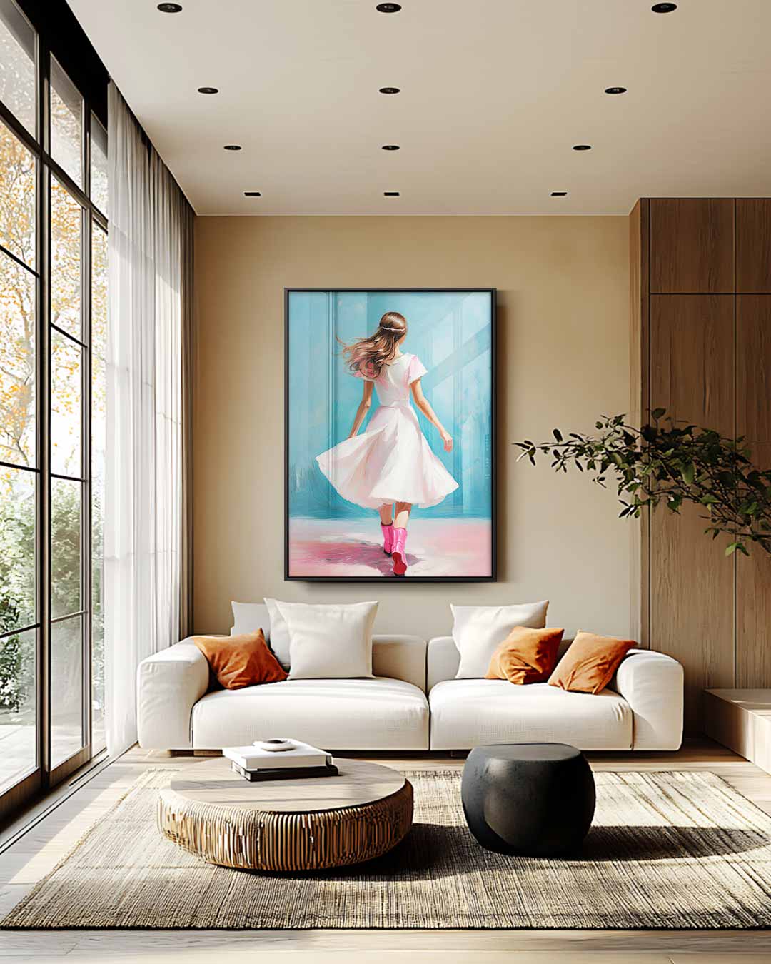 Dansende Lente in Pastelkleuren Kunstwerk-canvas-dibond-plexiglas-wanddecoratie-WallArtistic